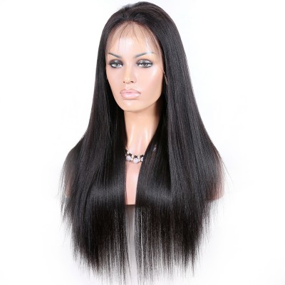 Wholesale Yaki Straight Cuticle Aligned Hair Brazilian Remy Human Hair Full Lace Wigs for Black Women